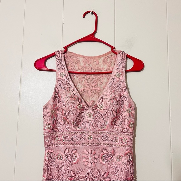 Sue Wong Pink Embellished Cocktail Dress Formal Beaded Sequin Size 0 - Picture 3 of 12